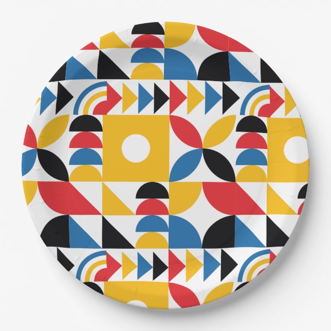 Bauhaus Inspired Contemporary Mid Century Paper Plates (Front)