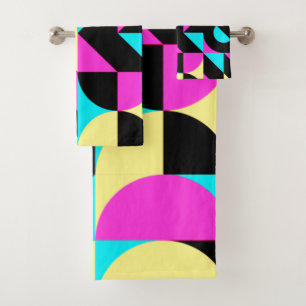 Bauhaus Inspired Geometric Pattern Bath Towel Set