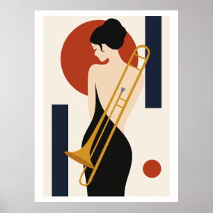 Bauhaus Jazz Trombone Art Minimalist Musician Il Poster