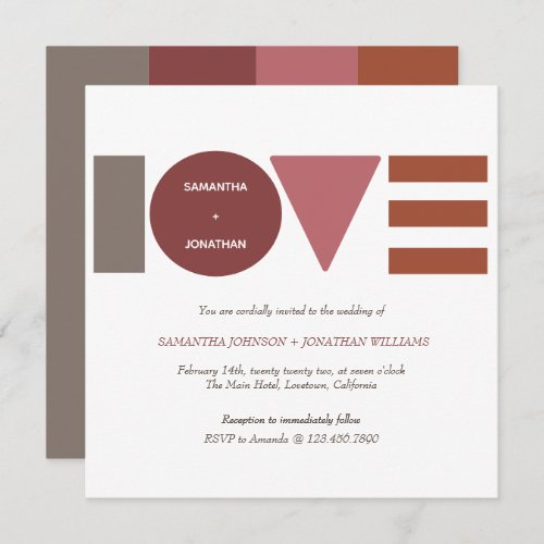 Bauhaus Love Red  Square Wedding Invitation
