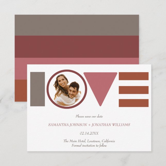 Bauhaus Love Striped Photo Wedding Save The Date (Front/Back)
