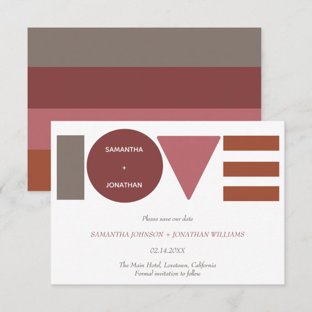 Bauhaus Love Striped Wedding  Save The Date (Front/Back)