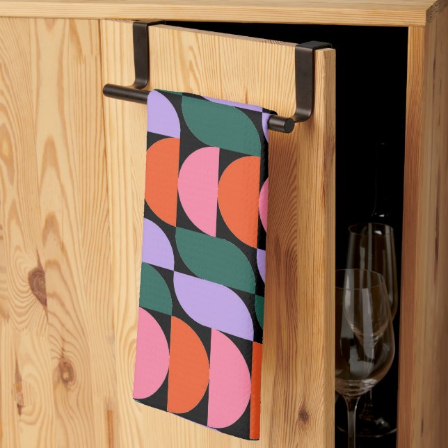 Bauhaus Mid Century Modern Geometric MCM Retro Kitchen Towel (Thirds Fold)
