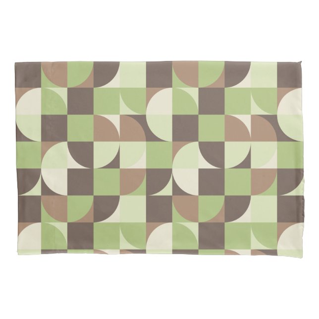 Bauhaus Mid Century Modern Leaf and Tree Retro Pillow Case (Front-Left)