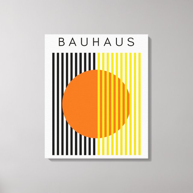 Bauhaus Modern Art Orange Circle Stripes Canvas Print (Front)