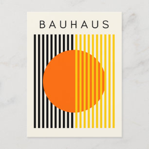 Bauhaus Modern Art Orange Circle Stripes Postcard