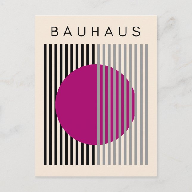 Bauhaus Modern Art Purple Circle Stripes Postcard (Front)