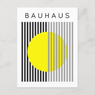 Bauhaus Modern Art Yellow Circle Stripes Holiday Postcard