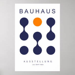 Bauhaus Navy Orange Circle Grid Art Print 1923