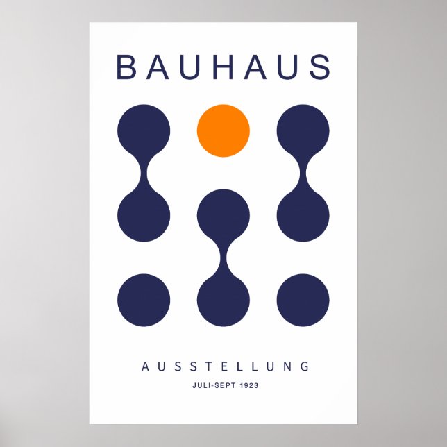 Bauhaus Navy Orange Circle Grid Art Print 1923 (Front)