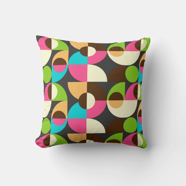 Bauhaus neon tile pattern  throw pillow (Front)