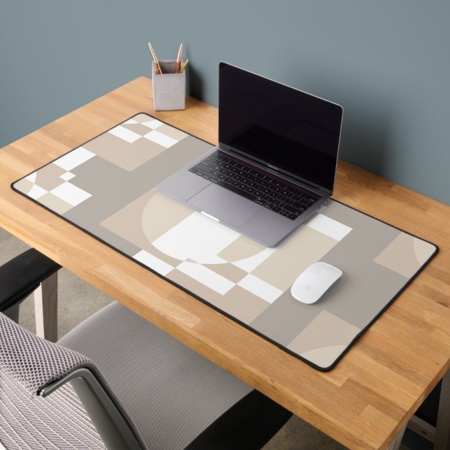 Bauhaus Neutral Geometric Circle Abstract Art Desk Mat (Office 2)