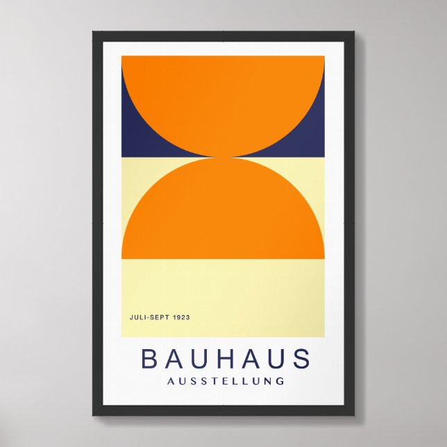 Bauhaus Orange Navy Half Circle Bold Art Print (Framed Front)