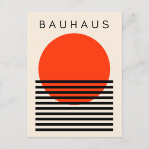 Bauhaus Orange Red Sun Holiday Postcard