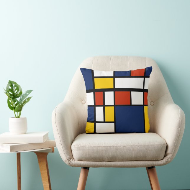 bauhaus pattern abstract geometric art painting mo throw pillow (Chair)