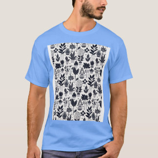 Bauhaus Plant Pattern Blue T-Shirt