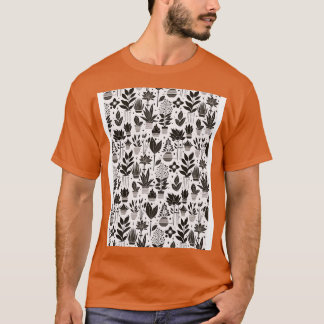 Bauhaus Plant Pattern Brown T-Shirt
