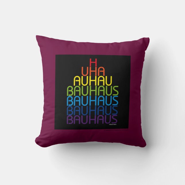 Bauhaus Rainbow Type Design Pillow (Front)