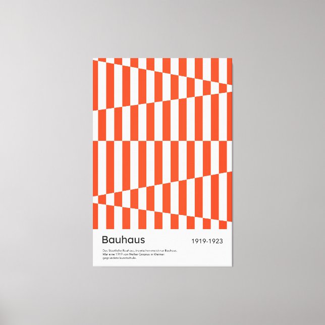 Bauhaus Red Orange Stripe Geometric Art Print (Front)