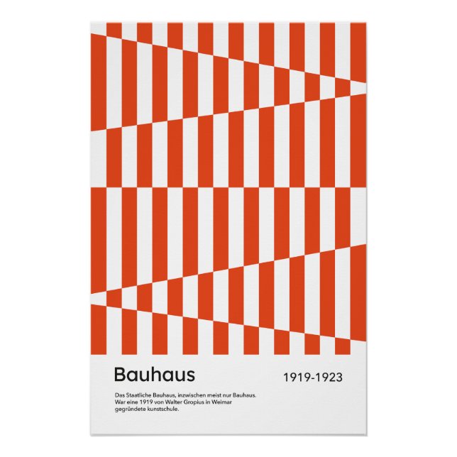 Bauhaus Red Orange Stripe Geometric Art Print (Front)