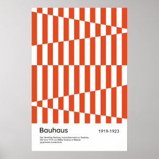 Bauhaus Red Orange Stripe Geometric Art Print