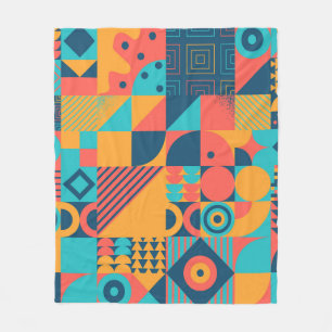 Bauhaus Retro: 70s Geometric Musical Fleece Blanket