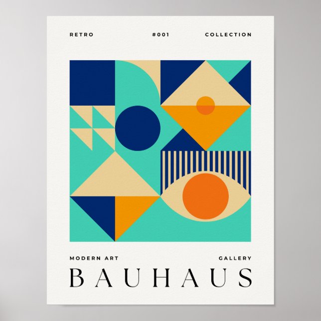 Bauhaus Retro Art Print Geometric Poster (Front)