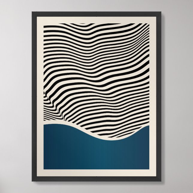 Bauhaus |  Retro Design |  Blue Poster (Framed Front)