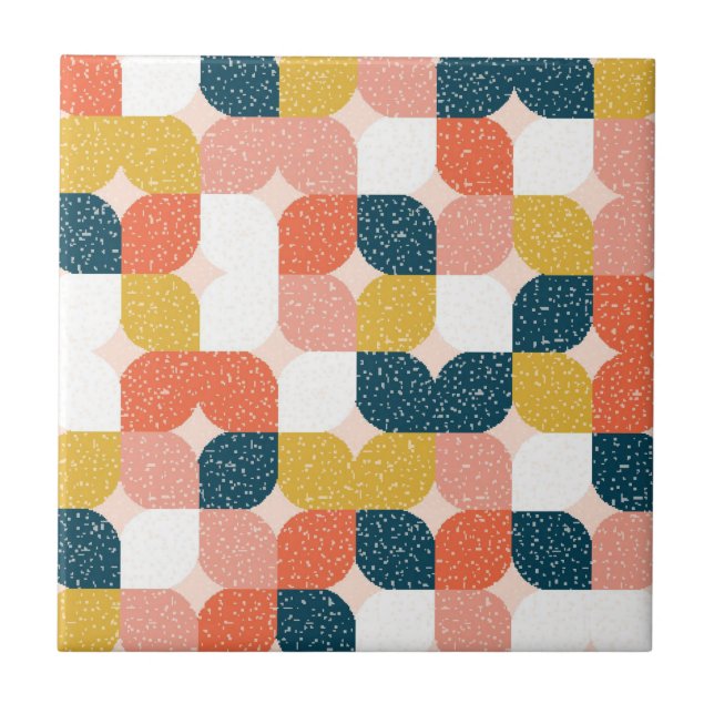 Bauhaus Retro Geometric Pattern Ceramic Tile (Front)