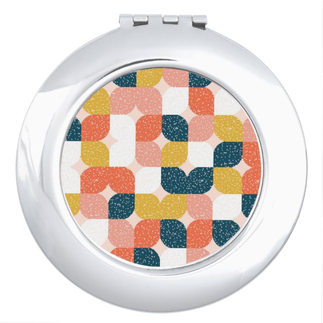 Bauhaus Retro Geometric Pattern Compact Mirror (Front)