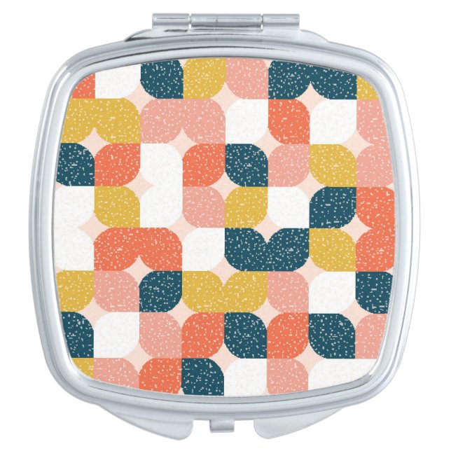Bauhaus Retro Geometric Pattern Compact Mirror (Front)