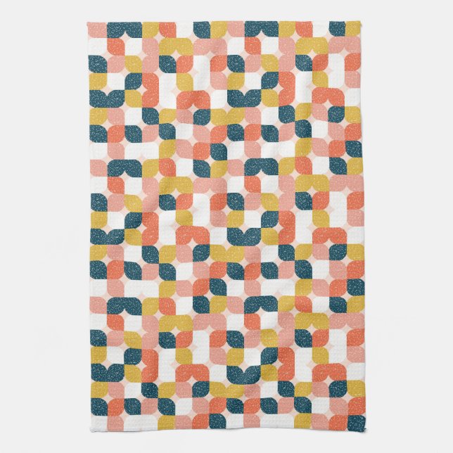 Bauhaus Retro Geometric Pattern Kitchen Towel (Vertical)