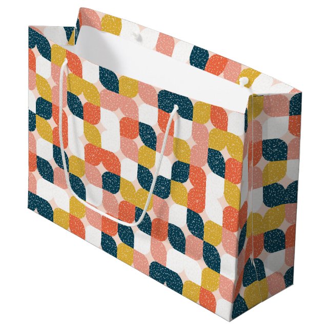 Bauhaus Retro Geometric Pattern Large Gift Bag (Front Angled)