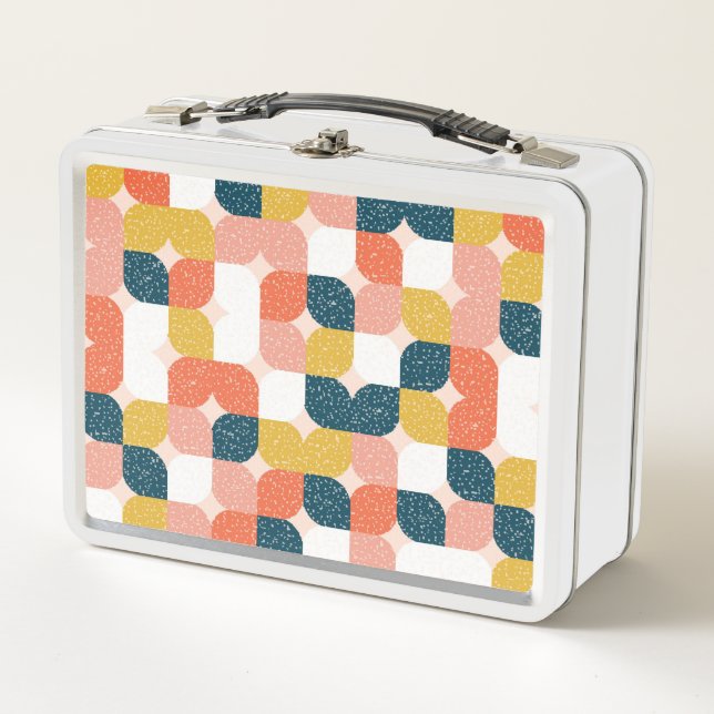 Bauhaus Retro Geometric Pattern Metal Lunch Box (Front)