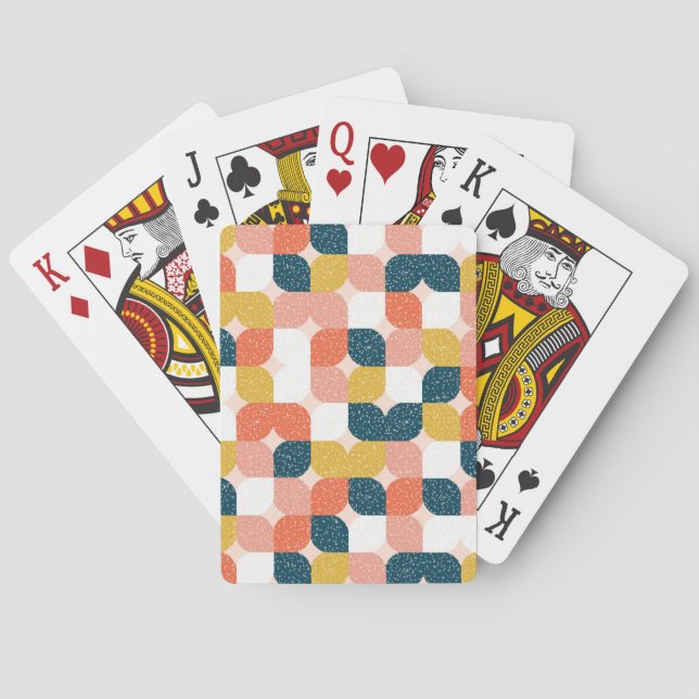 Bauhaus Retro Geometric Pattern Poker Cards (Back)