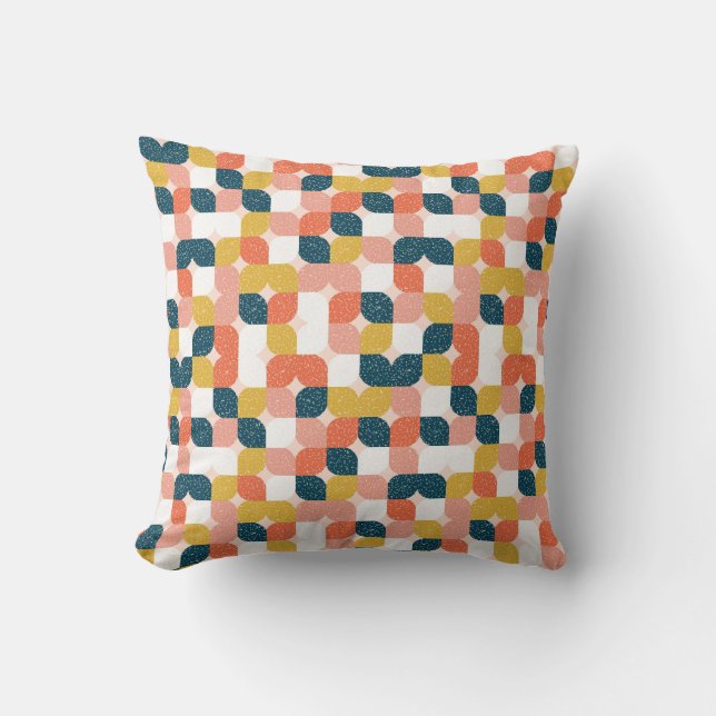 Bauhaus Retro Geometric Pattern Throw Pillow (Front)