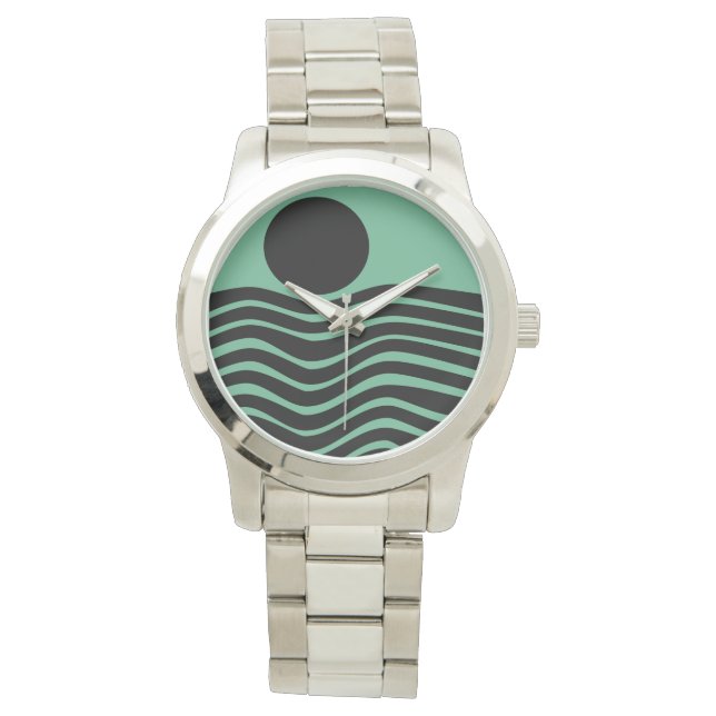 Bauhaus Seafoam Green Abstract Watch (Front)