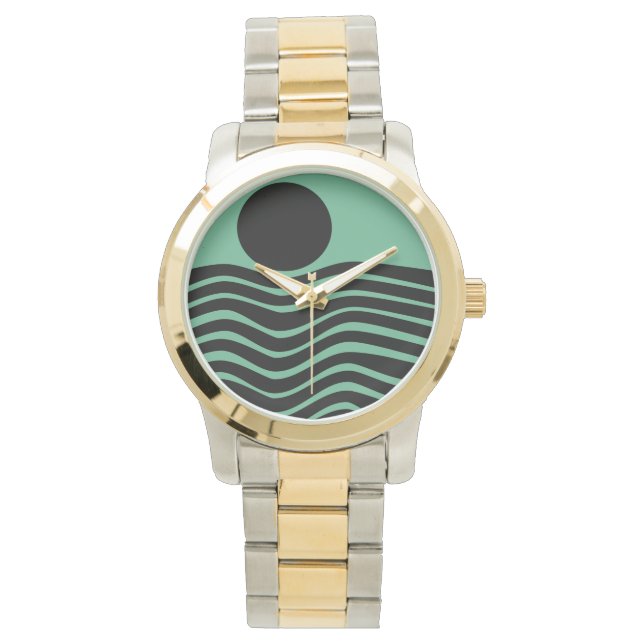 Bauhaus Seafoam Green Abstract Watch (Front)
