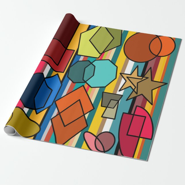Bauhaus Shapes and Lines Wrapping Paper (Unrolled)