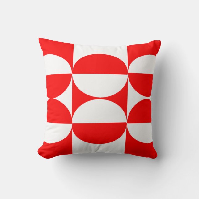Bauhaus Squares and Circles Throw Pillow (Front)