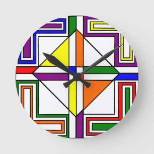 Bauhaus Stained Glass Round Clock