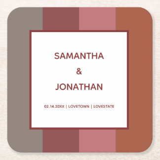 Bauhaus Striped Custom Wedding Square Paper Coaster