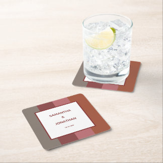 Bauhaus Striped Personalized Square Paper Coasters