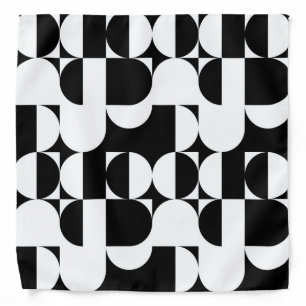 Bauhaus Style Black And White Geometric Retro Bandana