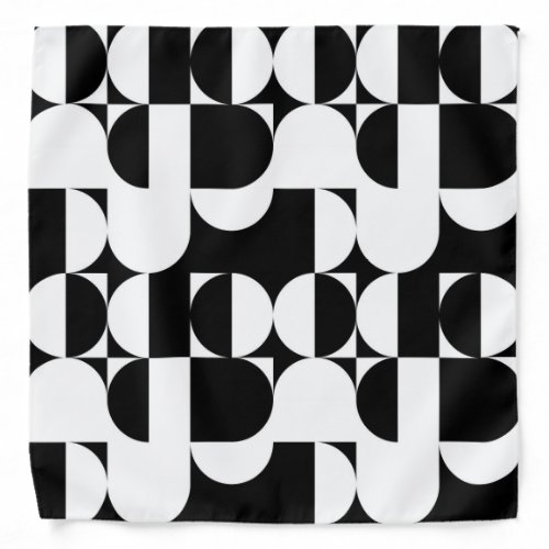 Bauhaus Style Black And White Geometric Retro  Bandana