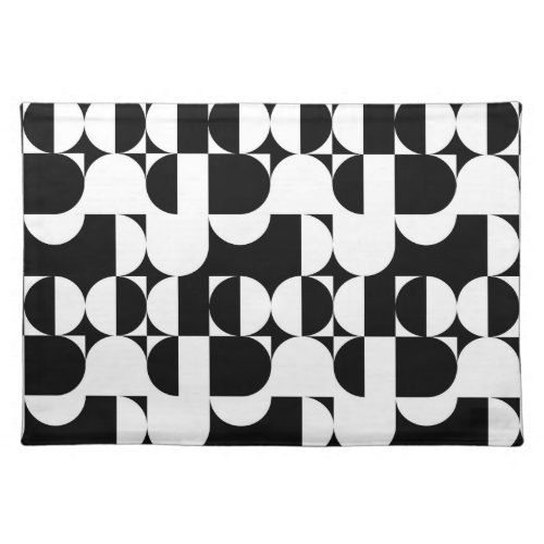 Bauhaus Style Black And White Geometric Retro Cloth Placemat