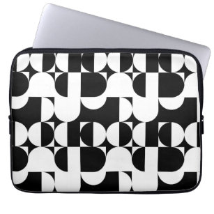 Bauhaus Style Black And White Geometric Retro  Laptop Sleeve