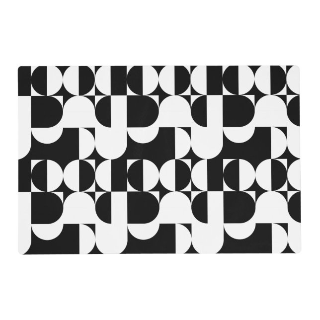 Bauhaus Style Black And White Geometric Retro  Placemat (Front)