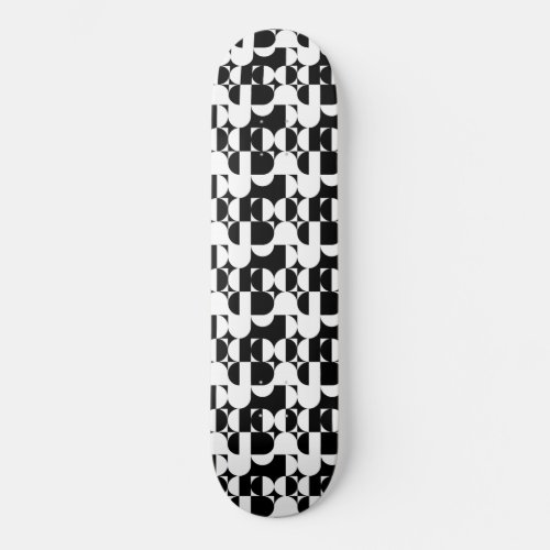 Bauhaus Style Black And White Geometric Retro  Skateboard