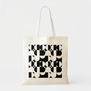 Bauhaus Style Black And White Geometric Retro Tote Bag